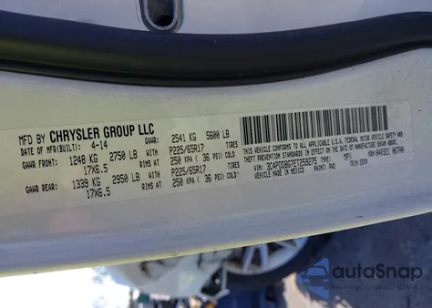 2014 Dodge Journey Sxt из США, поврежденный, VIN 3C4PDDBG7ET259275